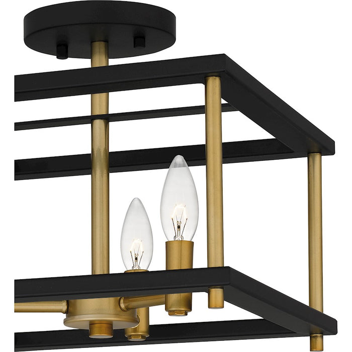 Quoizel Kynwyd 3 Light Semi-Flush Mount, Matte Black