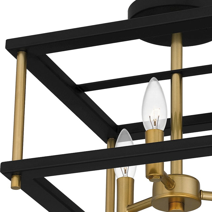 Quoizel Kynwyd 3 Light Semi-Flush Mount, Matte Black