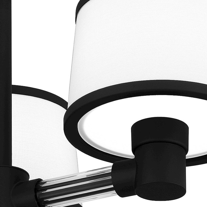 Quoizel Kylen 3 Light Semi-Flush Mount, Black/Egg Shell Fabric