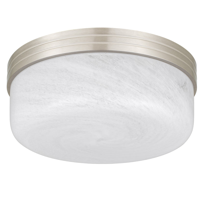 Quoizel Langford 15in 3-Light Flush Mount | Transitional Brushed Nickel and Cloud Seedy Glass | Bedroom & Hallway | 15 x 15 x 6 in | Model LANG1615BN