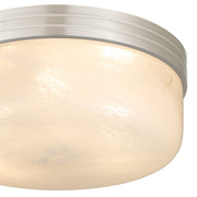 Quoizel Langford 15in 3-Light Flush Mount | Transitional Brushed Nickel and Cloud Seedy Glass | Bedroom & Hallway | 15 x 15 x 6 in | Model LANG1615BN