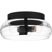 Quoizel Lucy 14in 3-Light Flush Mount | Coastal Matte Black and Clear Optic Glass | Hallway & Bedroom | 14 x 14 x 6.25 in | Model LCY1614MBK