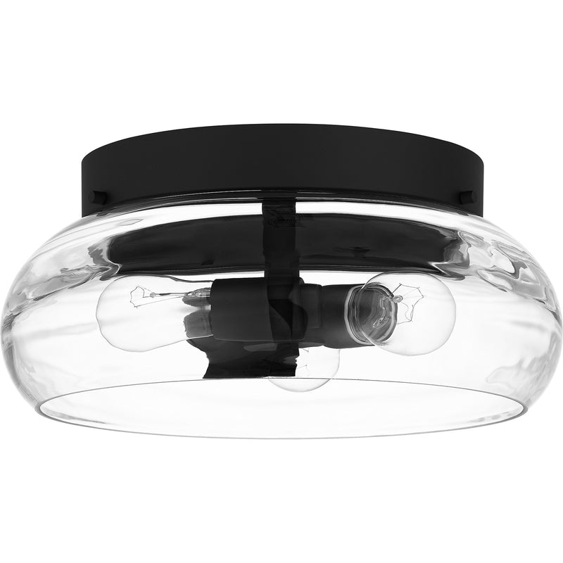 Quoizel Lucy 14in 3-Light Flush Mount | Coastal Matte Black and Clear Optic Glass | Hallway & Bedroom | 14 x 14 x 6.25 in | Model LCY1614MBK