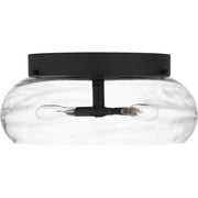 Quoizel Lucy 14in 3-Light Flush Mount | Coastal Matte Black and Clear Optic Glass | Hallway & Bedroom | 14 x 14 x 6.25 in | Model LCY1614MBK