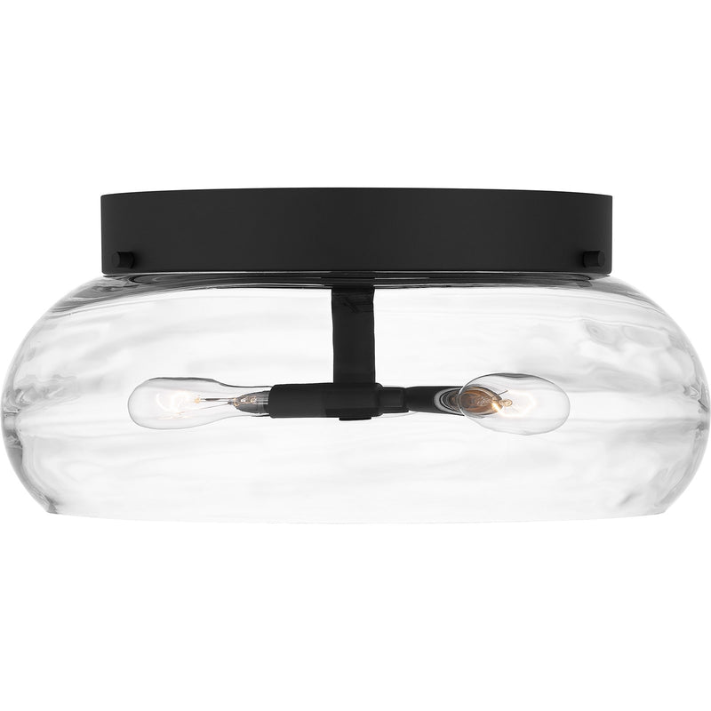 Quoizel Lucy 14in 3-Light Flush Mount | Coastal Matte Black and Clear Optic Glass | Hallway & Bedroom | 14 x 14 x 6.25 in | Model LCY1614MBK