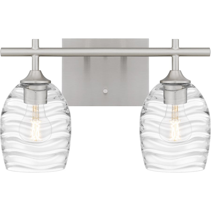 Quoizel Lucy 2 Light Bath Light, Brushed Nickel/Clear Optic Glass - LCY8615BN