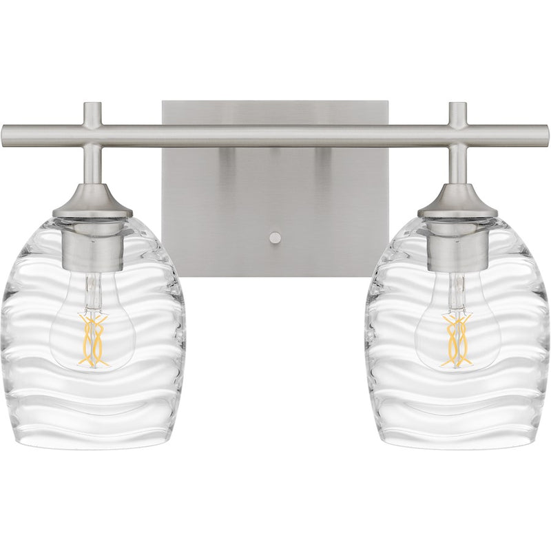 Quoizel Lucy 2 Light Bath Light, Brushed Nickel/Clear Optic Glass