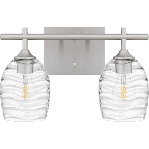 Quoizel Lucy 2 Light Bath Light, Brushed Nickel/Clear Optic Glass