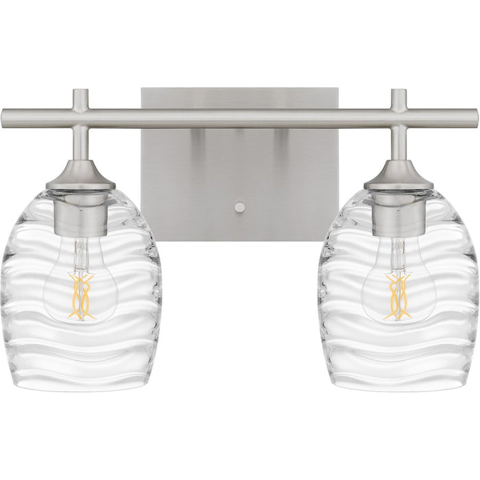 Quoizel Lucy 2 Light Bath Light, Brushed Nickel/Clear Optic Glass