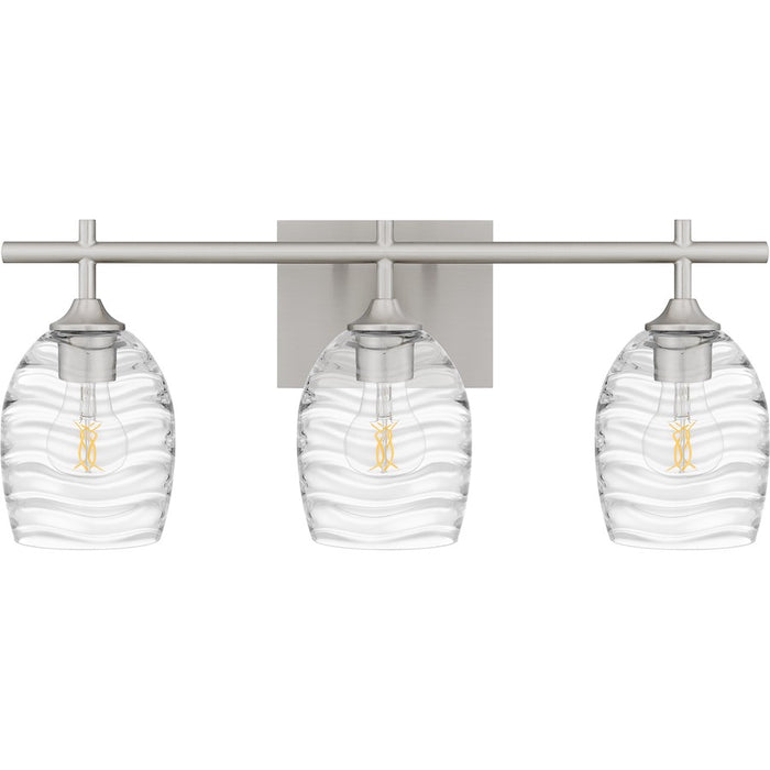 Quoizel Lucy 3 Light Bath Light, Brushed Nickel/Clear Optic Glass