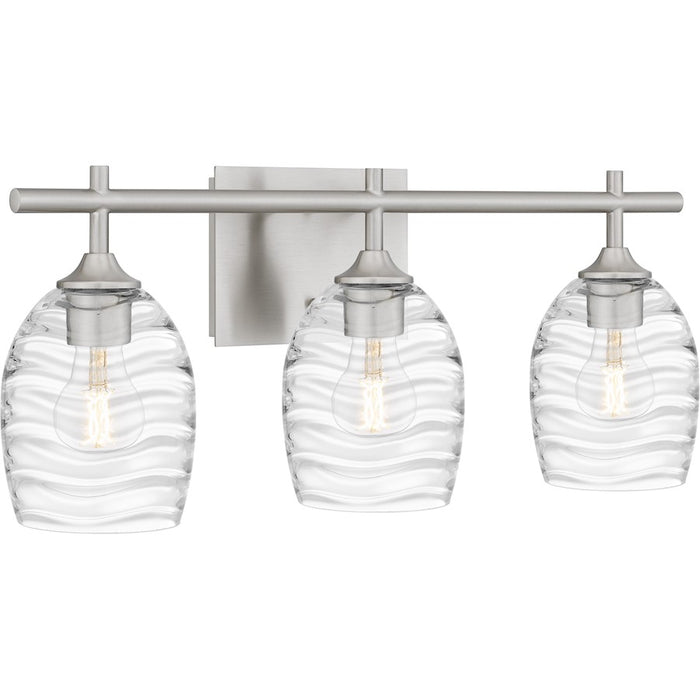 Quoizel Lucy 3 Light Bath Light, Brushed Nickel/Clear Optic Glass