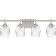 Quoizel Lucy 4 Light Bath Light, Brushed Nickel/Clear Optic Glass - LCY8629BN