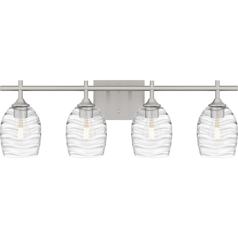 Quoizel Lucy 4 Light Bath Light, Brushed Nickel/Clear Optic Glass - LCY8629BN