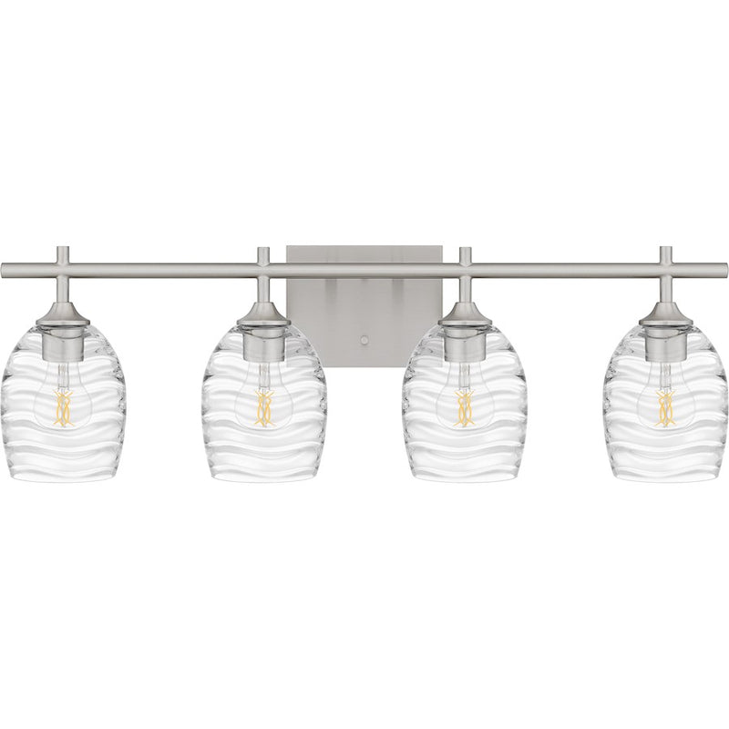 Quoizel Lucy 4 Light Bath Light, Brushed Nickel/Clear Optic Glass