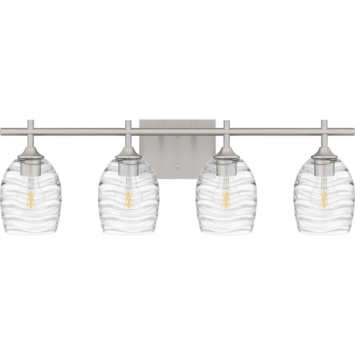 Quoizel Lucy 4 Light Bath Light, Brushed Nickel/Clear Optic Glass