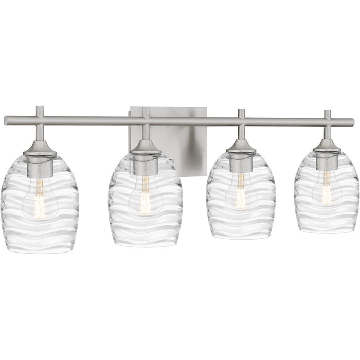 Quoizel Lucy 4 Light Bath Light, Brushed Nickel/Clear Optic Glass