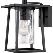 Quoizel Lodge 12in 1-Light Outdoor Wall Lantern | Traditional Mystic Black and Clear Glass | Entryway & Porch | 12 x 14 x 11 in | Model LDG8408K