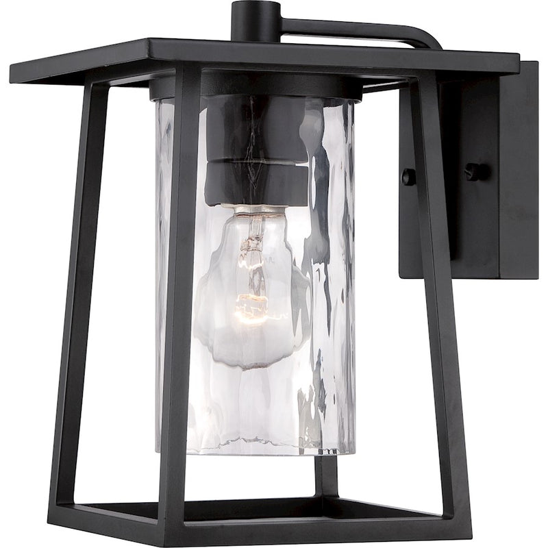 Quoizel Lodge 12in 1-Light Outdoor Wall Lantern | Traditional Mystic Black and Clear Glass | Entryway & Porch | 12 x 14 x 11 in | Model LDG8408K