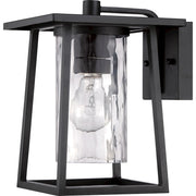 Quoizel Lodge 12in 1-Light Outdoor Wall Lantern | Traditional Mystic Black and Clear Glass | Entryway & Porch | 12 x 14 x 11 in | Model LDG8408K