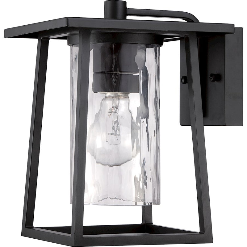 Quoizel Lodge 12in 1-Light Outdoor Wall Lantern | Traditional Mystic Black and Clear Glass | Entryway & Porch | 12 x 14 x 11 in | Model LDG8408K