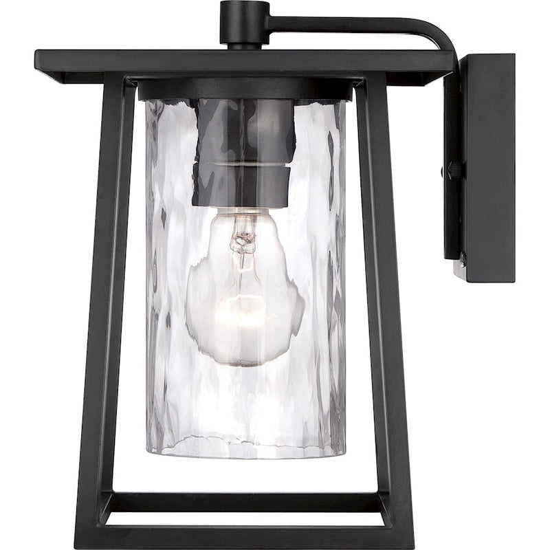 Quoizel Lodge 12in 1-Light Outdoor Wall Lantern | Traditional Mystic Black and Clear Glass | Entryway & Porch | 12 x 14 x 11 in | Model LDG8408K