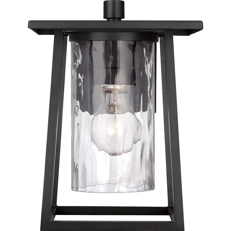 Quoizel Lodge 12in 1-Light Outdoor Wall Lantern | Traditional Mystic Black and Clear Glass | Entryway & Porch | 12 x 14 x 11 in | Model LDG8408K