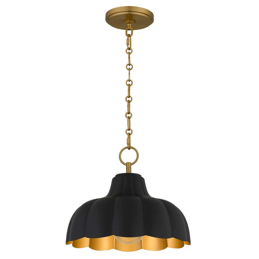 Quoizel Leanne 1-Lt Matte Black Pendant, Matte Black - LEA1812MBK
