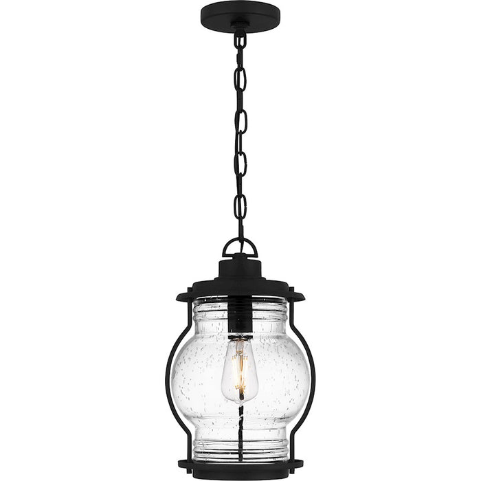 Quoizel Luther 1Lt Outdoor Hanging Lantern, Black/Clear Seedy Glass - LHR1909EK