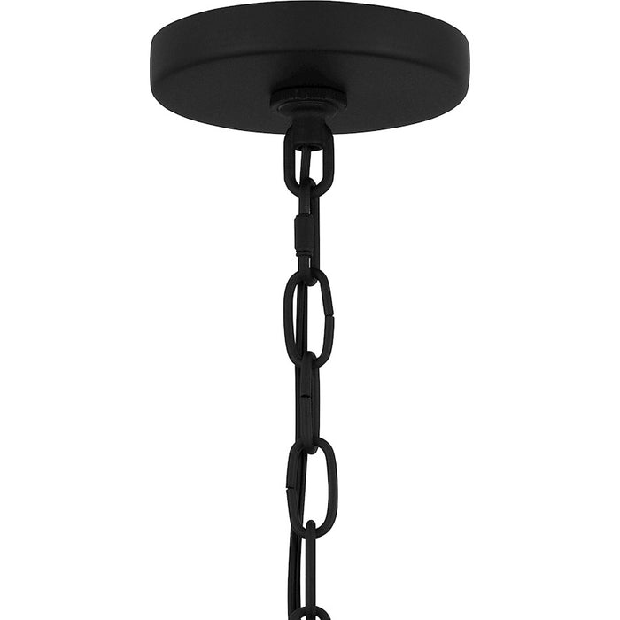 Quoizel Luther 1Lt Outdoor Hanging Lantern, Black/Clear Seedy Glass