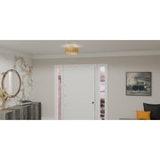 Quoizel Liza 16in 3-Light Semi-Flush Mount | Glam Gold Leaf and Metal Leaf Shade | Hallway & Foyer | 16 x 16 x 9.5 in | Model LIZ1716GFL