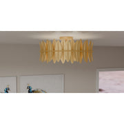 Quoizel Liza 20in 4-Light Semi-Flush Mount | Glam Gold Leaf and Metal Leaf Shade | Foyer & Living Room | 20.5 x 20.5 x 9.5 in | Model LIZ1720GFL