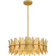 Quoizel Liza 20in 4-Light Pendant | Glam Gold Leaf and Metal Leaf Shade | Kitchen Island & Foyer | 20.5 x 20.5 x 8.75 in | Model LIZ2820GFL