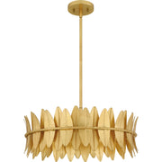 Quoizel Liza 20in 4-Light Pendant | Glam Gold Leaf and Metal Leaf Shade | Kitchen Island & Foyer | 20.5 x 20.5 x 8.75 in | Model LIZ2820GFL