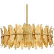 Quoizel Liza 20in 4-Light Pendant | Glam Gold Leaf and Metal Leaf Shade | Kitchen Island & Foyer | 20.5 x 20.5 x 8.75 in | Model LIZ2820GFL