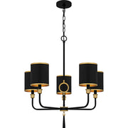 Quoizel Lockery 5Light Chandelier, Matte Black/Metal - LKY5028MBK