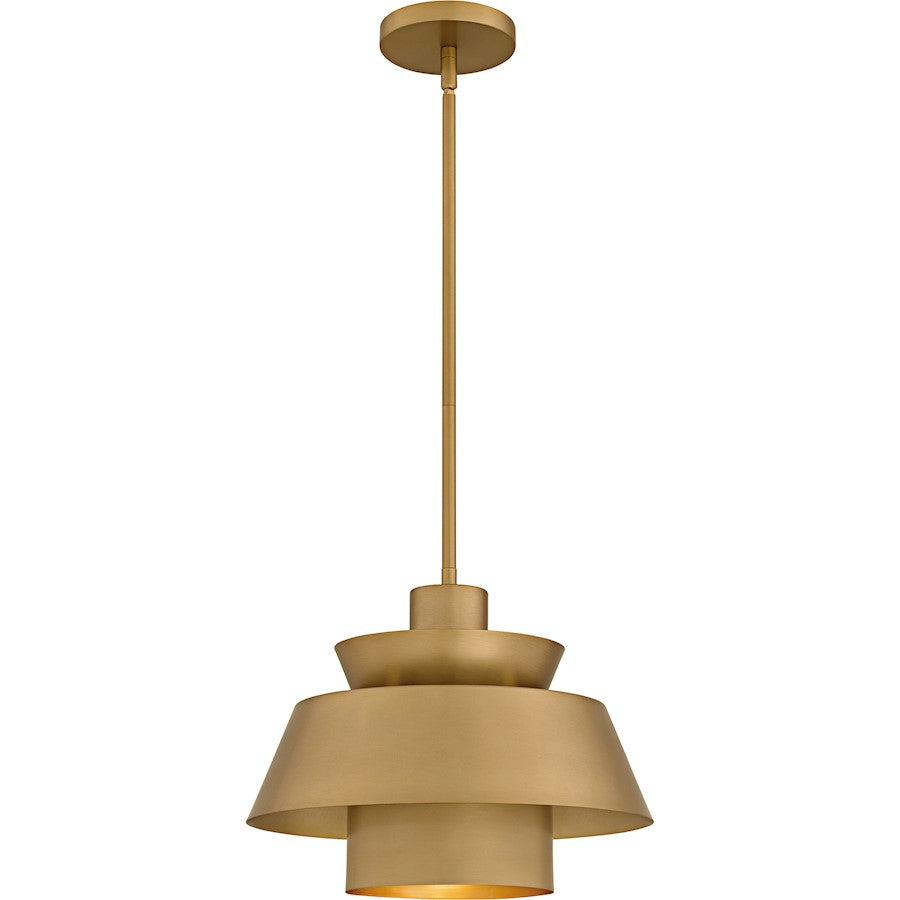 Quoizel Lumi 1Light Pendant, Brushed Weathered Brass/Metal - LMI1814BWS