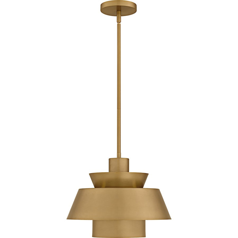 Quoizel Lumi 1Light Pendant, Brushed Weathered Brass/Metal