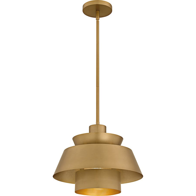 Quoizel Lumi 1Light Pendant, Brushed Weathered Brass/Metal