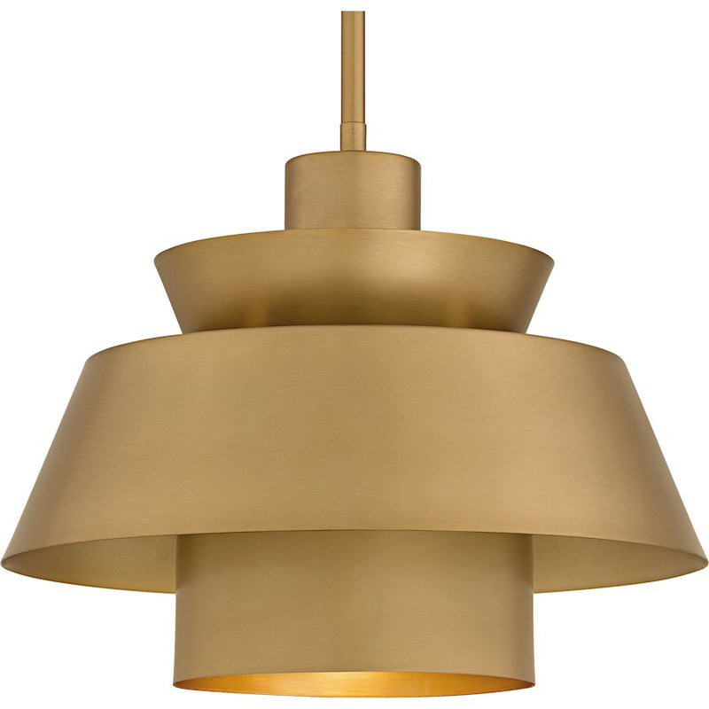 Quoizel Lumi 1Light Pendant, Brushed Weathered Brass/Metal