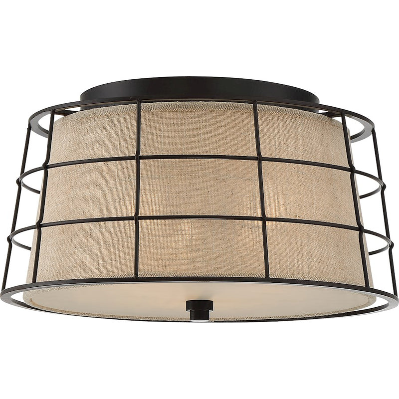 Quoizel Landings Flush Mount, 3 Light, Mottled Cocoa