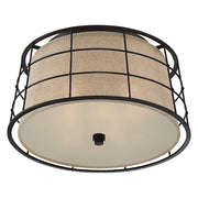 Quoizel Landings Flush Mount, 3 Light, Mottled Cocoa