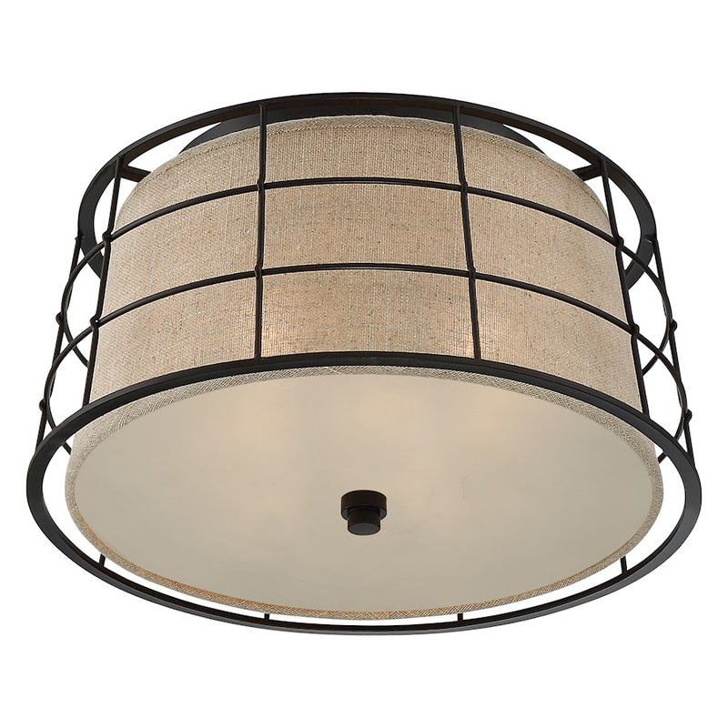 Quoizel Landings Flush Mount, 3 Light, Mottled Cocoa