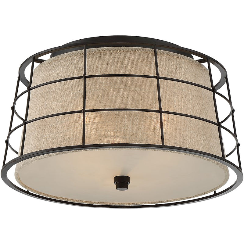 Quoizel Landings Flush Mount, 3 Light, Mottled Cocoa
