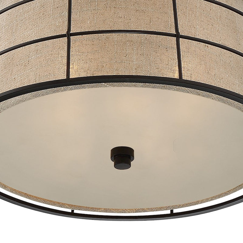 Quoizel Landings Flush Mount, 3 Light, Mottled Cocoa