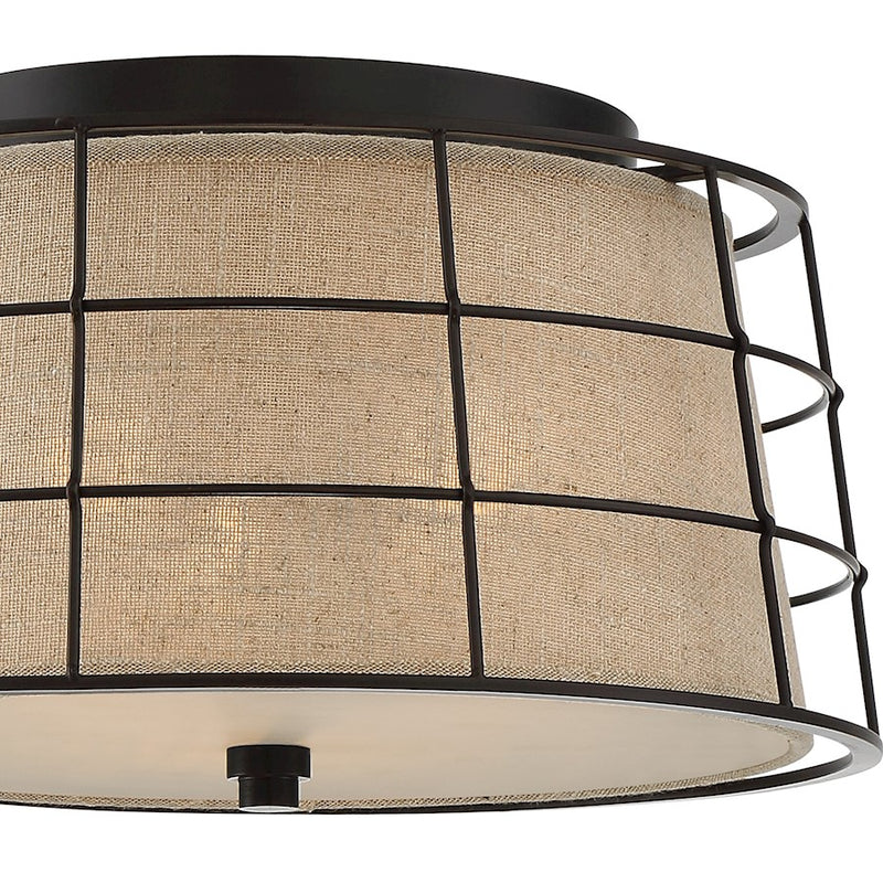 Quoizel Landings Flush Mount, 3 Light, Mottled Cocoa
