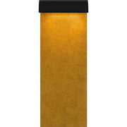 Quoizel Lunar 16in LED Outdoor Wall Lantern | Modern Matte Black and Gold Interior | Front Door & Porch Light | 6 x 4.75 x 16 in | Model LNR8406MBK