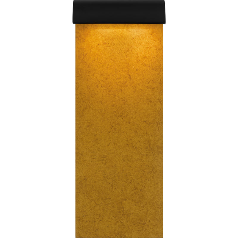 Quoizel Lunar 16in LED Outdoor Wall Lantern | Modern Matte Black and Gold Interior | Front Door & Porch Light | 6 x 4.75 x 16 in | Model LNR8406MBK