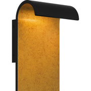 Quoizel Lunar 16in LED Outdoor Wall Lantern | Modern Matte Black and Gold Interior | Front Door & Porch Light | 6 x 4.75 x 16 in | Model LNR8406MBK