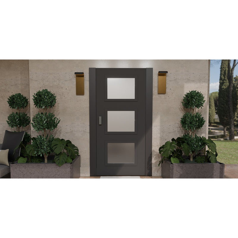 Quoizel Lunar 16in LED Outdoor Wall Lantern | Modern Matte Black and Gold Interior | Front Door & Porch Light | 6 x 4.75 x 16 in | Model LNR8406MBK