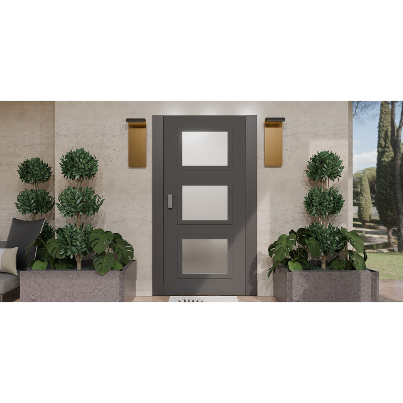 Quoizel Lunar 21in LED Outdoor Wall Lantern | Modern Matte Black and Gold Interior | Front Door & Porch Light | 8 x 5.75 x 21 in | Model LNR8408MBK